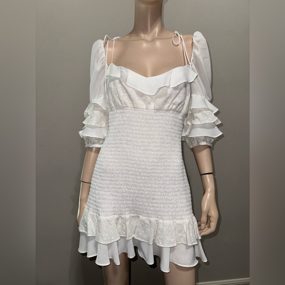 For Love & Lemons Bora Bora Ruffle Mini Dress L - Picture 7 of 11